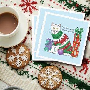 Guardanapo De Papel Gato de Suor de Natal Feio