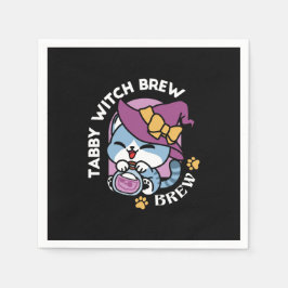 Guardanapo De Papel Gato do Halloween Tabby - Chapéu das Bruxas e Arte