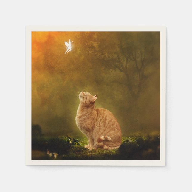 Guardanapo De Papel Gato e Fada (Frente)