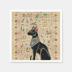 Guardanapo De Papel Gato Egípcio - Bastet sobre papiro