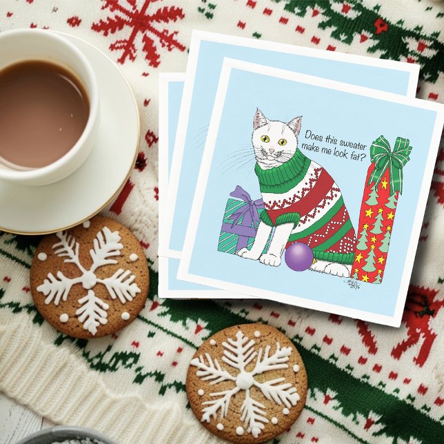 Guardanapo De Papel Gato Engraçado de Natal Feio (Criador carregado)