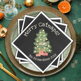 Guardanapo De Papel Gato engraçado nas catapnatas de Feliz de árvores 