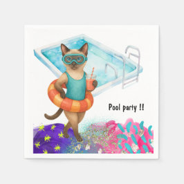 Guardanapo De Papel Gato está na piscina para festa na piscina