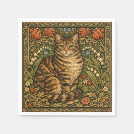 Guardanapo De Papel Gato floral botânico vintage elegante