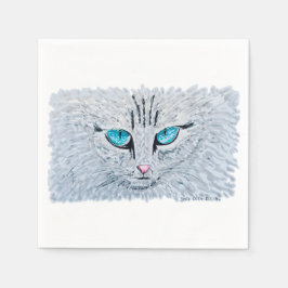 Guardanapo De Papel Gato Fofo de Olhos Azuis
