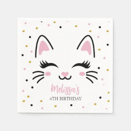 Guardanapo De Papel Gato Gato Rosa, Festa de aniversário Dourada