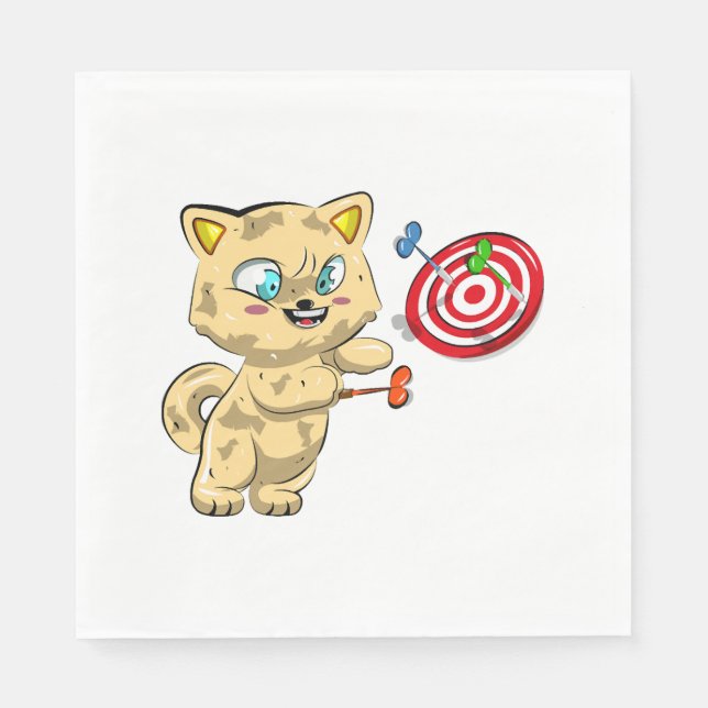 Guardanapo De Papel Gato Jogando Dardos (Frente)