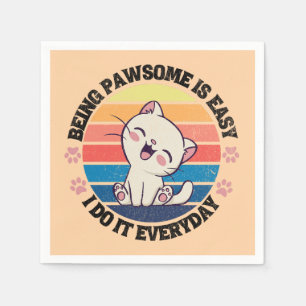 Guardanapo De Papel Gato Kawaii branco e bonito