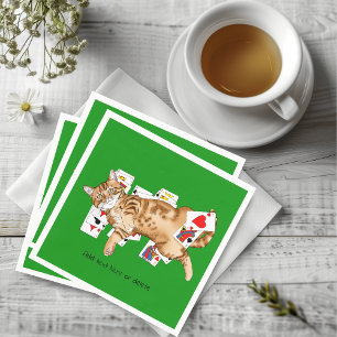 Guardanapo De Papel Gato Laranja Listrado Engraçado Jogando Paciência