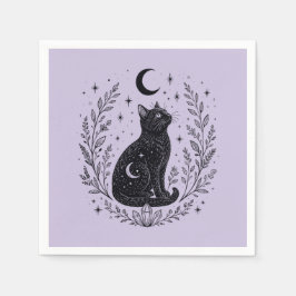 Guardanapo De Papel Gato místico bajo la luna