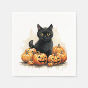 Guardanapo De Papel Gato Negro e Lanternas-Jack-O