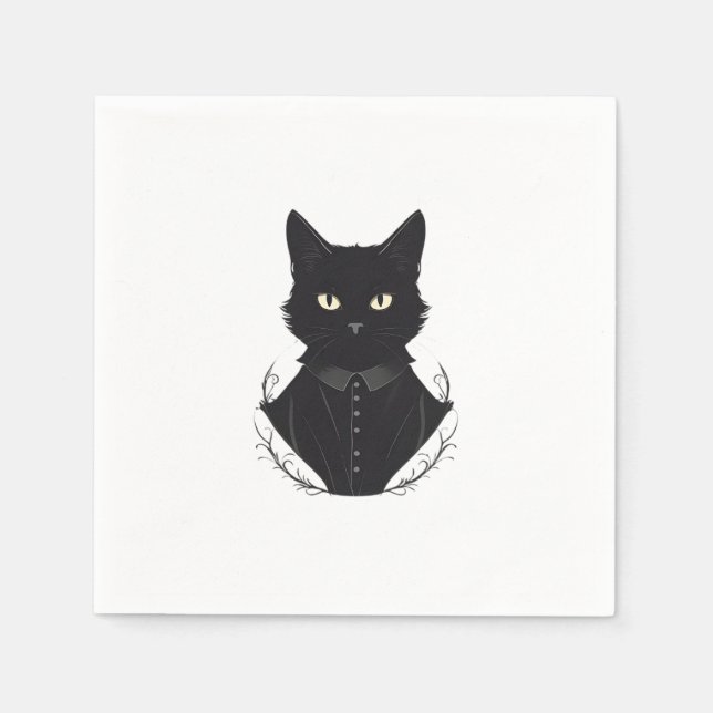 Guardanapo De Papel Gato Negro Encantado de Salem (Frente)