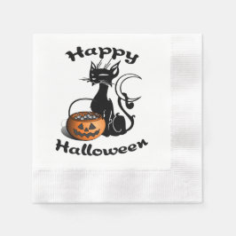 Guardanapo De Papel Gato Negro Halloween