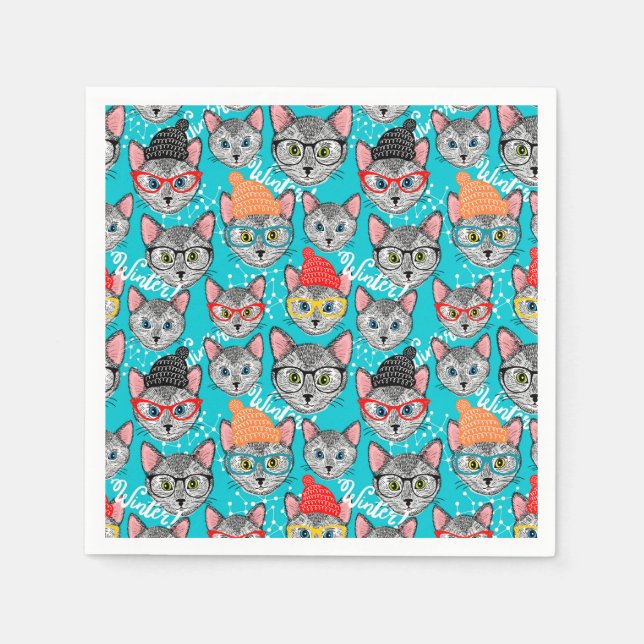 Guardanapo De Papel Gato no chapéu (Frente)