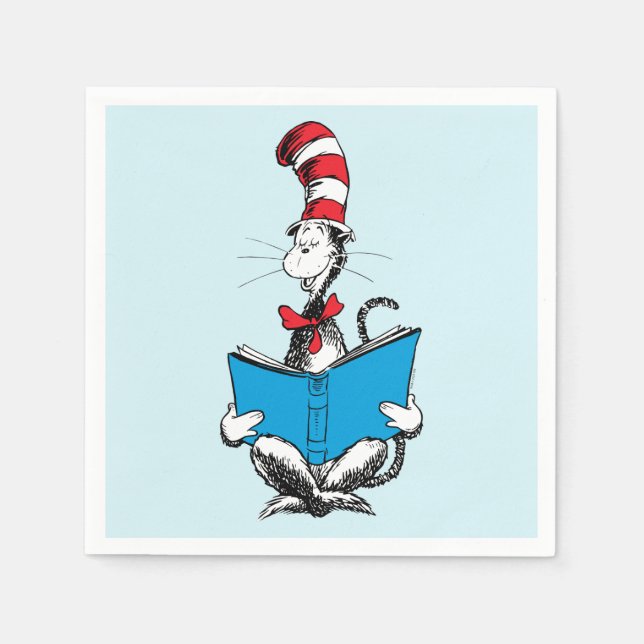 Guardanapo De Papel Gato no Chapéu Leitura (Frente)