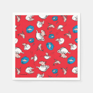 Guardanapo De Papel Gato no Chapéu O Peixe Padrão Vermelho