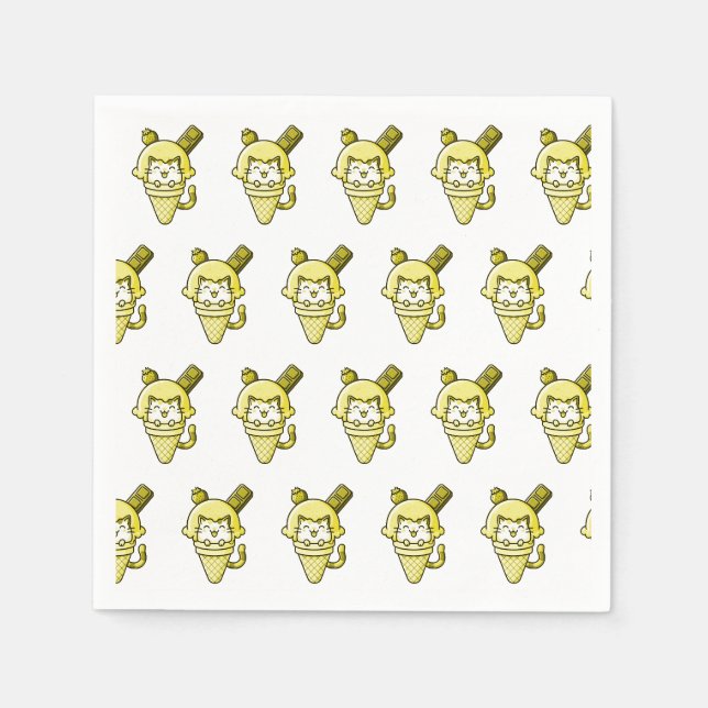 Guardanapo De Papel Gato no Cone Amarelo  (Frente)