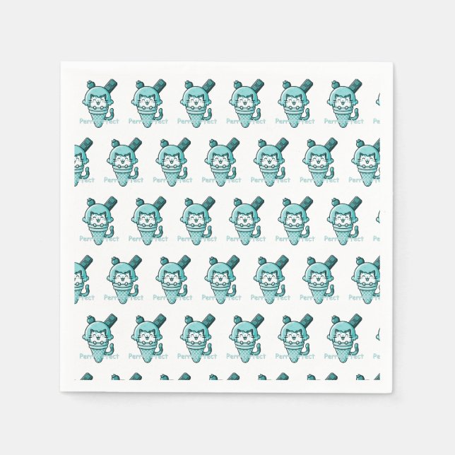 Guardanapo De Papel Gato no Cone Azul Perfeito  (Frente)