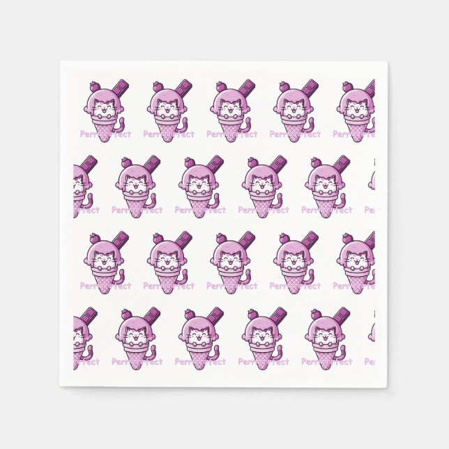 Guardanapo De Papel Gato no Rosa Perfeito de Cone (Frente)