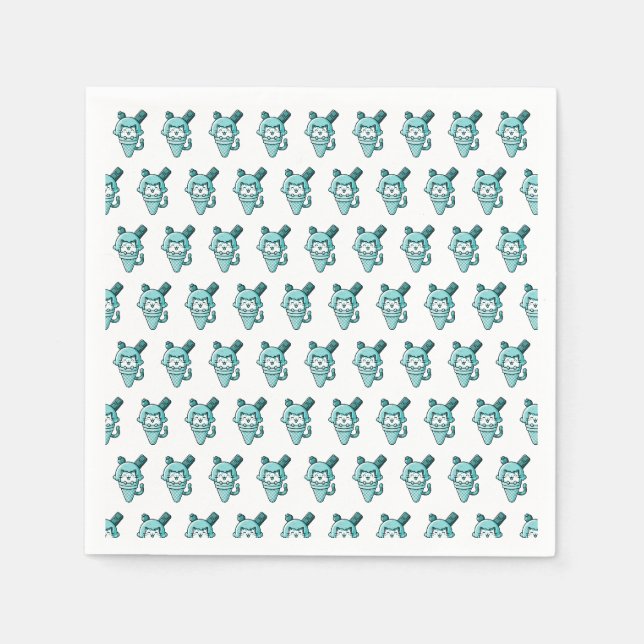 Guardanapo De Papel Gato no Teal Cone (Frente)