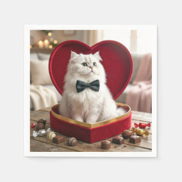 Guardanapo De Papel Gato Persa do Dia dos Namorados na Caixa de Chocol