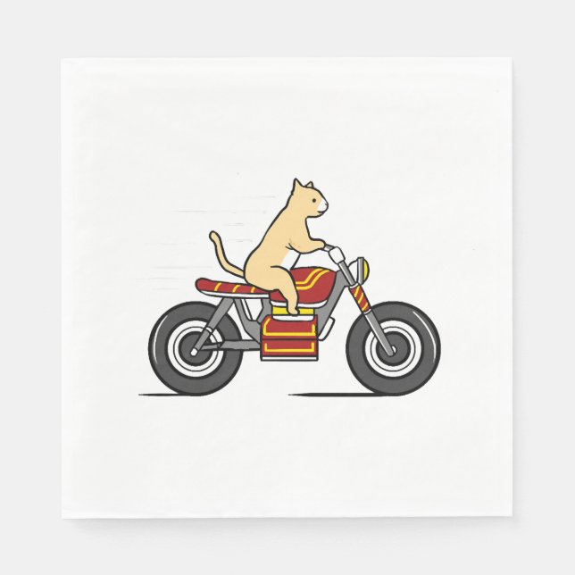 Guardanapo De Papel Gato pilotando motocicleta (Frente)