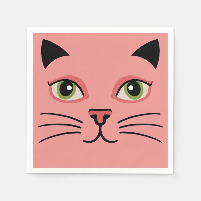 Guardanapo De Papel Gato Pink Retro (Frente)