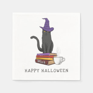 Guardanapo De Papel Gato Preto Assustador de Halloween e Feitiçaria Pe