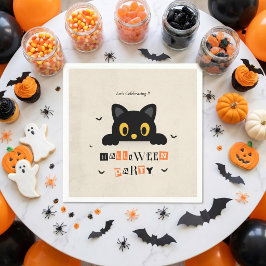 Guardanapo De Papel Gato Preto Fofo de Halloween