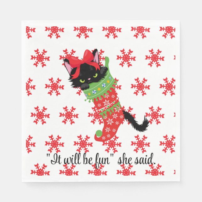 Guardanapo De Papel Gato Preto Grumpy - Será divertido ela ter dito -  (Frente)