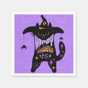 Guardanapo De Papel Gato Preto Retro Divertido Halloween
