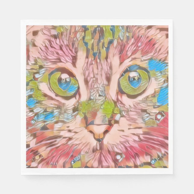 Guardanapo De Papel Gato Rosa Bonito (Frente)