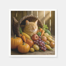 Gato Ruivo numa Cornucópia de Ação de Graças