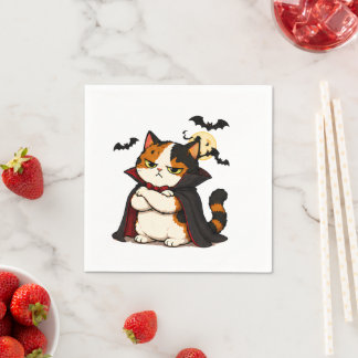 Guardanapo De Papel Gato Vampiro Mal-humorado de Halloween 