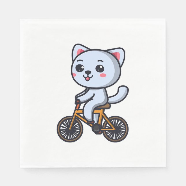 Guardanapo De Papel Gatos Andando de Bicicleta Gato design presentes p (Frente)