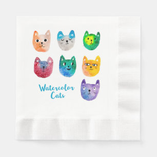 Guardanapo De Papel Gatos aquarela e amigos