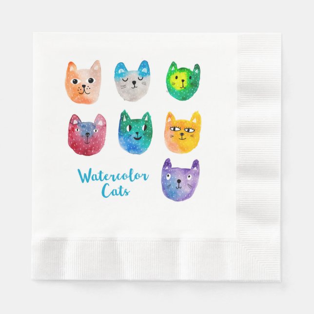 Guardanapo De Papel Gatos aquarela e amigos (Frente)