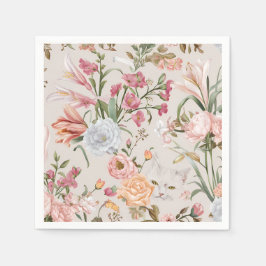 Guardanapo De Papel Gatos Brancos Rosas Cor-de-Rosa Floral