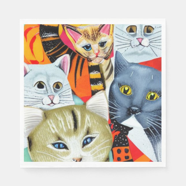 Guardanapo De Papel Gatos Brilhantes e Bonitos (Frente)