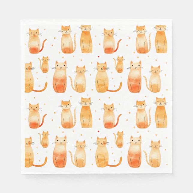 Guardanapo De Papel Gatos De Gato Laranja (Frente)