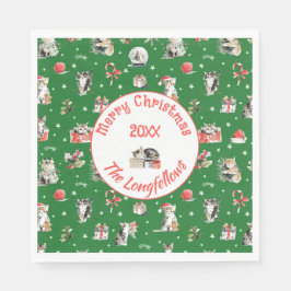 Guardanapo De Papel Gatos de Natal em Aquarela Caprichosos