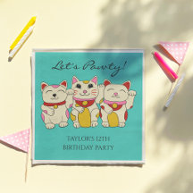 Gatos Japoneses Maneki Neko de Boa Sorte Aniversár
