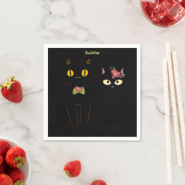 Guardanapo De Papel Gatos Pretos Encantadores Amarelos