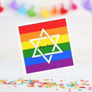 Guardanapo De Papel Gay do Judeu Rainbow Flag Star de David