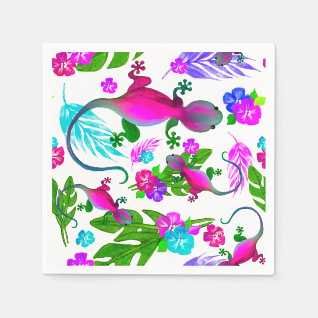 Guardanapo De Papel Geckos Napkins Tropical (Frente)