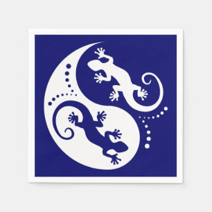 Guardanapo De Papel Gecos de YIN & de YANG brancos + seus fundo &