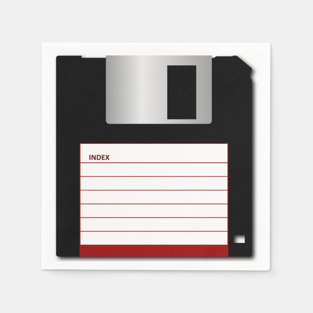 Guardanapo De Papel Geek de Computador Vermelho Clássico Disquete (Frente)