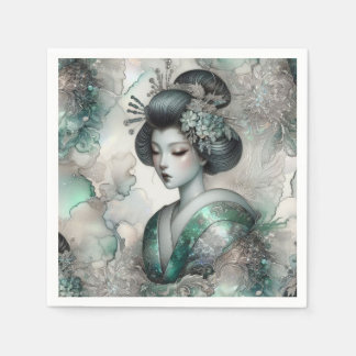 Guardanapo De Papel Géisha em Série de Design Verde #2