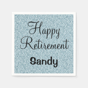 Guardanapo De Papel Gelam Feliz Retirement Azul Silver Glitter Sparkle