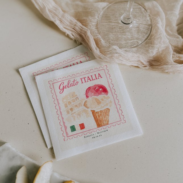 Guardanapo De Papel Gelato Italia Stamp | Italian Wedding Bar (Criador carregado)
